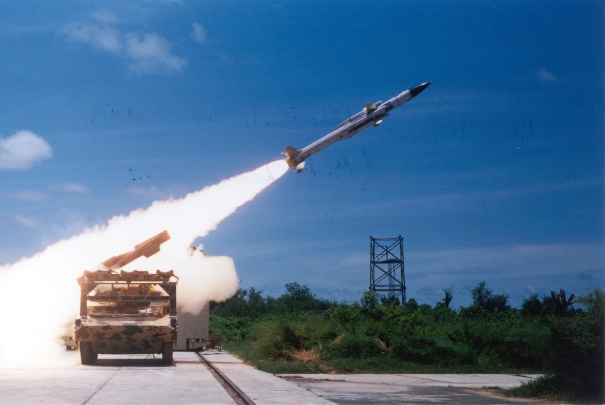 A test firing of the Akash surface to air missile. Against a swarm of cheap drones, the missile is the dear layer of the defence