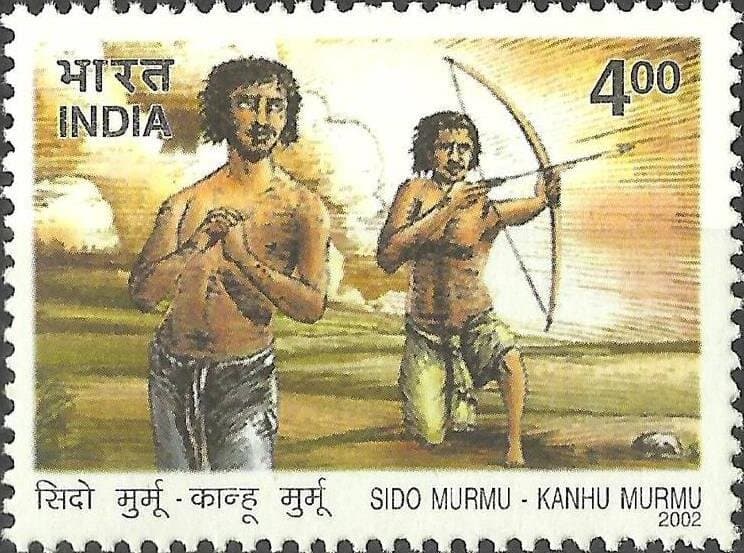 The 2002 stamp for Sidho and Kanhu Murmu