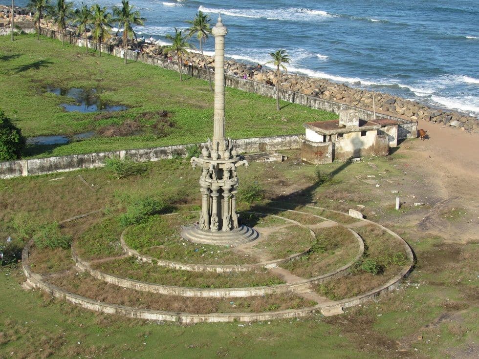 Poompuhar from the lighthouse; the submerged settlement lies off this coast